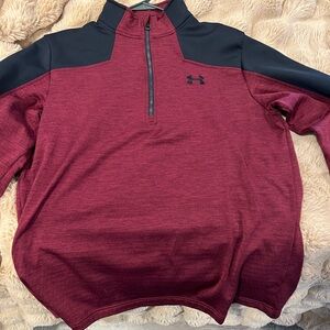 Men’s Under Armour 1/4 Zip Sz XL Maroon/Black Excellent Condition